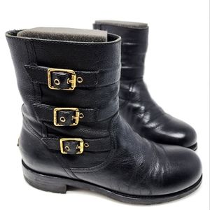 Jimmy Choo Dancy Black Leather Moto Boots 38